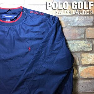 ★USA買付★正規品★【POLO GOLF ラルフローレン】肩zip メッシュ裏地付き プルオーバー ウインドブレーカー[海外 L]紺 刺繍ポニー K3-201