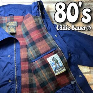 ★BIGサイズ★USA古着★80′s vintage★黒タグ★【Eddie Bauer エディーバウアー】Wool lined レトロ マウンテンパーカー【XL】濃紺 K3-379