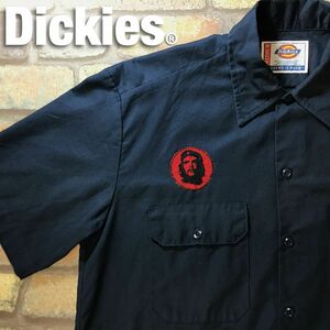 ★USA直輸入!!★レア品★状態良好★【Dickies ディッキーズ】ゲバラワッペン付き 半袖 ワークシャツ[海外メンズ M]濃紺 カルチャー K2-983