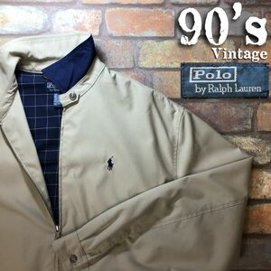 ★90’s 正規品★【POLO Ralph Lauren ラルフローレン】裏地付き フェイクスウェード ドリズラージャケット[海外 L] サンドベージュ K3-189