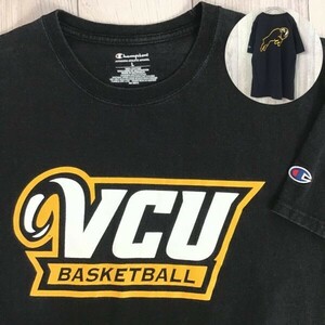 ★USA直輸入!!★正規品★【良品★Champion チャンピオン】NCAA 両面 半袖 Ｔシャツ[メンズ L]黒 牛 バスケットボール カレッジ 稀少 K-946