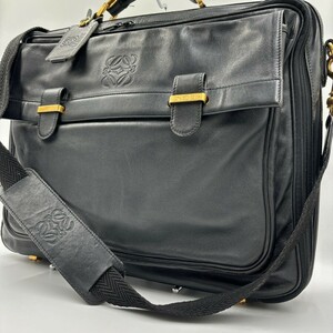  Loewe business bag leather hole gram 4 layer 2way A4. go in . size briefcase business bag black high capacity LOEWE