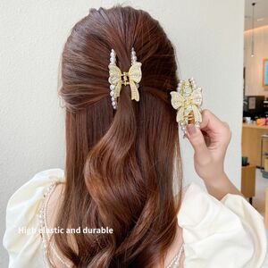 ヘアクリップ　バンスクリップ リボン パール クリップ ラインストーン 韓國 ヘアアクセサリー 髪留め ヘアピン ヘアアクセ