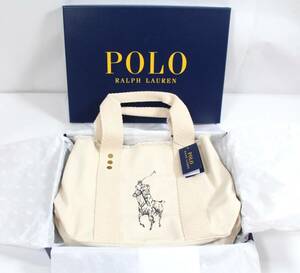 Y6246#◆未使用品◆POLO RALPH LAUREN ラルフローレン キャンバス トートバッグ ホワイト