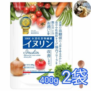 イヌリン(400g)×2袋　スプーン付×2本　機能性表示食品　便秘解消　血糖値中性脂肪値　腸内フローラ　パウダー(菊芋粉末)