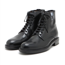美品 ルイヴィトン ヴォルテール レザー ショート ブーツ レースアップ ブラック 6 サイズ DI1128 靴 革靴 シューズ メンズ EEM X14-8_画像1