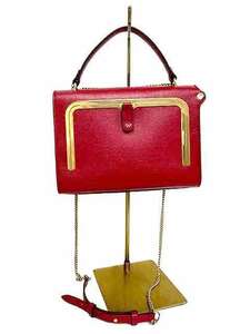 [ used ]ANYA HINDMARCH Anya Hindmarch chain bag red leather bag 2WAY bag original leather _s-0007-r29