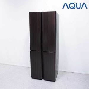 [ secondhand goods ]AQUA aqua AQR-TZ42M refrigerator 4-door double doors type 420L dark wood Brown 22 year made 