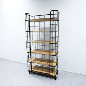 [ exhibition goods ]Knot antiques knot antique sMALAN RACKma Ran rack with casters black in dust real wooden [1]