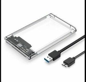 新品未使用 2.5インチ HDDケース USB3.0対応 外付けケース 透明 クリアケースSATA SATA接続のSSD