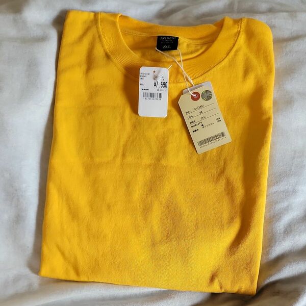 AVIREX 半袖 Tシャツ 黄色 2XL バックプリント 新品未使用品 