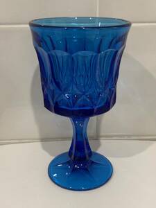 オールドノリタケ ガラス工芸 青色　ゴブレットグラス