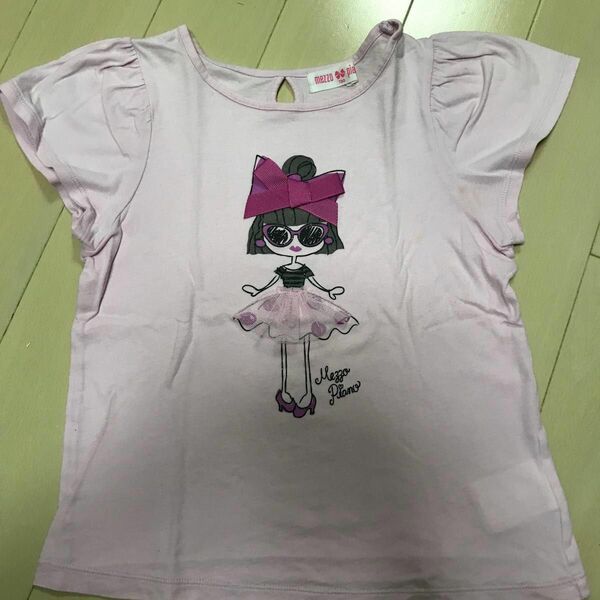 メゾピアノ 130 Tシャツ 半袖Tシャツ キッズ 半袖 トップス　女の子　チュール　リボン