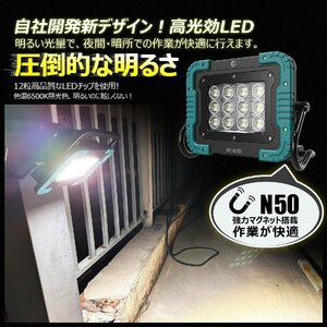 GOODGOODS LEDライト バッテリー着脱 LED投光器 明るい 60W 6000lm マキタバッテリー 作業灯 コードレス 釣り USB出力 磁石 照明 現場 集魚