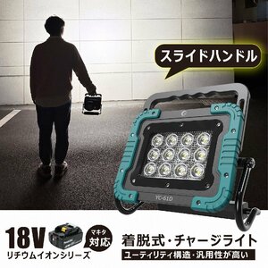 GOODGOODS LEDライト バッテリー着脱 LED投光器 明るい 60W 6000lm マキタバッテリー 作業灯 コードレス 釣り USB出力 磁石 照明 現場 集魚