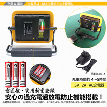 【1年保証】【意匠権登録】LED投光器 30W 充電式ライト 作業灯 超強力マグネット 電池交換式 防災グッズ 夜間作業 送料無料 YC-05W_画像8