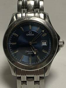 【稼働品】OMEGA オメガ シーマスター 120ｍ ブルー系文字盤 クオーツ 腕時計 メンズウォッチ I