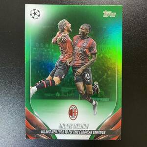 Rafael Leao Theo Hernandez /99 Green 2023-24 Topps UEFA Club Competition Milans Mission