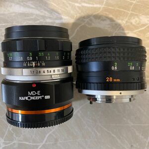 ロッコール　ミノルタ　オールドレンズ　55mmf1.7 28mmf3.5 マウントアダプター付き