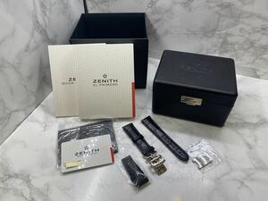 44028【自宅保管品】ZENITH ゼニス クロノマスターエルプリメロ 空箱 革ベルト 余りコマ ワランティカード 説明書 51.2530.4047/78.C810