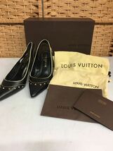 44686　ルイヴィトン　ヒール　パンプス　スタッズ　MA0063　37　約24㎝　ブラック　LOUIS VUITTON_画像1