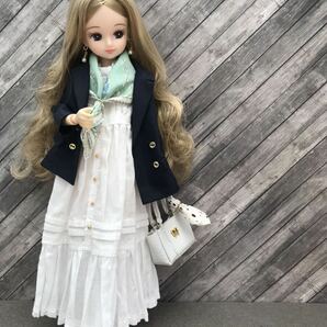 ＊Soran＊ リカちゃん ピュアニーモ ハンドメイド ２２cm お洋服セット ジャケット ワンピース スカーフ バッグの画像3