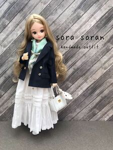 ＊Soran＊ リカちゃん　ピュアニーモ　ハンドメイド　２２cm お洋服セット　ジャケット　ワンピース　スカーフ　バッグ