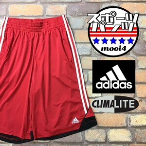 SP1-228◆USA買付品◆吸湿速乾◆【adidas アディダス】CLIMALITE 3ストライプ ハーフパンツ【メンズ S】バスケ バスパン スポーツ 古着