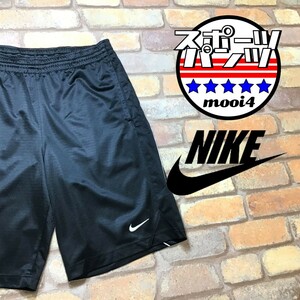 SP1-071◆USA規格品◆ブラック◆【NIKE ナイキ】ワンポイントロゴ ハーフパンツ【メンズ L】ランニング ジム 短パン 筋トレ 部屋着 古着