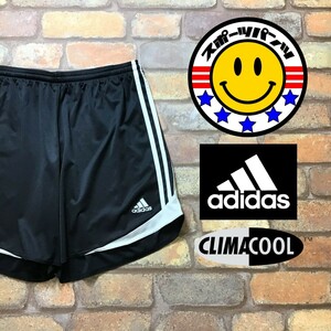 SP1-349◆格安◆速乾・通気◆ブラック【adidas アディダス】CLIAMCOOL 3ストライプ ショーツ【レディース L】スポーツ ランニング ジム