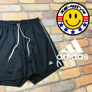 SP1-028★USA規格品★状態◎★ブラック【adidas アディダス】ストレッチ ショートパンツ【レディース L】ショーツ ハーフ 短パン ジム