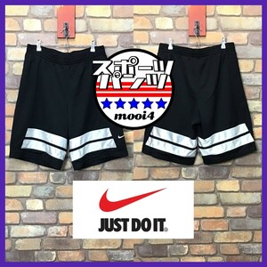 SP1-134◆GOODデザイン◆状態◎◆【NIKE ナイキ】ブラック×ホワイト メッシュ ハーフパンツ【メンズ L】バスパン バスケット ストリート