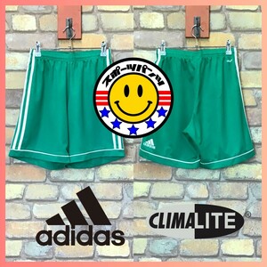 SP1-111◆USA買付品◆状態◎◆速乾【adidas アディダス】CLIMALITE ショートパンツ【メンズ S/レディース M】緑 スポーツ ランニング ジム