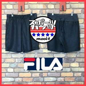 SP1-291★状態良好★US規格・大きめ★グレー【FILA フィラ】シャカシャカ生地 止水zipポケット 総柄 ショーツ【メンズ L】スポーツMIX 古着