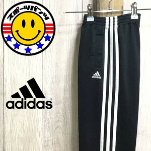 SDN3-915◆USA正規品◆人気色【adidas アディダス】3ストライプ ジャージパンツ【ユース 120】黒 白 トラックパンツ 運動着 体操着