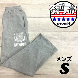 SDN4-303◆USA買付◆良品 正規品◆裏起毛【SENIOR シニア】エンブレムロゴ スウェットパンツ【メンズ S】グレー ストリート 韓スト ダンス