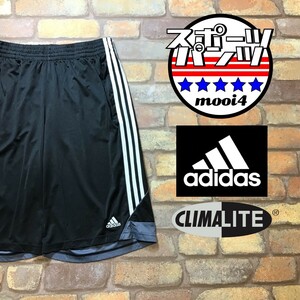 SP1-304◆US規格◆吸湿速乾◆黒×白【adidas アディダス】CLIMALITE 3ストライプ ハーフパンツ【メンズ Ｍ】ジム スポーツ ランニング