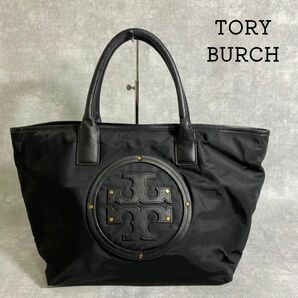 トリーバーチ ナイロントート ブラック 人気 ロゴ　Tory Burch