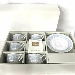 箱付き Ｎｏｒｉｔａｋｅ Ｃｈｉｎａ レースウッドゴールド ノリタケ カップ＆ソーサー ５客セット 白 水色 ギフト/266