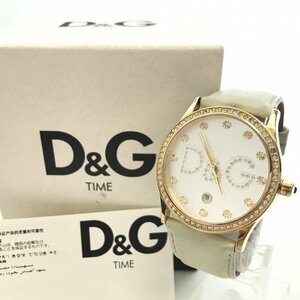 稼働品 中古 ＤＯＬＣＥ＆ＧＡＢＢＡＮＡ ドルガバ 白 Ｄ＆Ｇ ＴＩＭＥ 腕時計 クオーツ アナログ ビジュー 時間 時計/218