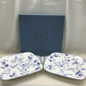 ＷＥＤＧＷＯＯＤ ウェッジウッド ブループラム プレート お皿 ２枚セット ＢＢプレート スクエア 大皿 ネイビー 白 ギフト/233