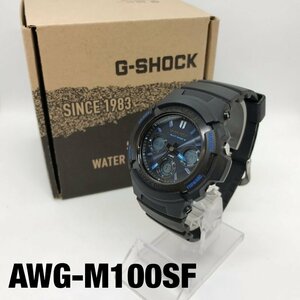 ＣＡＳＩＯ カシオ ＡＷＧ－Ｍ１００ＳＦ Ｇ－ＳＨＯＣＫ 電波 ソーラー デジアナ 黒 青 時計/246