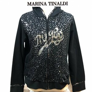 ＭＡＲＩＮＡ ＲＩＮＡＬＤＩ ショート丈 フード付き マリナリナルディ パーカー スパンコール 黒 洋品婦人服/269