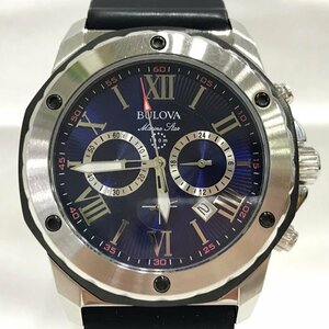 美品 ＢＵＬＯＶＡ ブローバ マリーンスター ９８Ｂ２５８ クォーツ メンズ 腕時計 メタル ラバー アナログ ブルー 時計/248