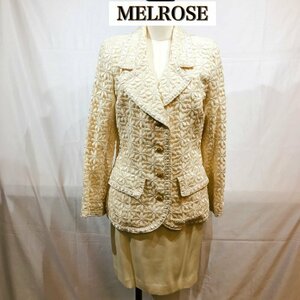 ＭＥＬＲＯＳＥ スカート ジャケット ホワイト セットアップ 白 刺繍 花 タイト シングルジャケット 洋品婦人服/269