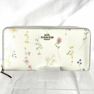 ＣＯＡＣＨ コーチ Ｃ００３３ ラウンド ファスナー アコーディオン ウォレット 花柄 白 ピンク 長財布 鞄/266