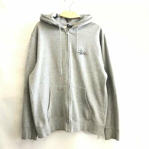 ＳＴＵＳＳＹ ステューシー メンズ トップス 長袖 薄手 春 ジップアップパーカー 汚れあり Ｍ グレー ロゴ フーディー 洋品紳士/218