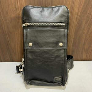 PORTER men's fashion Yoshida Kaban black Porter body bag BLACK black leather used bag /247