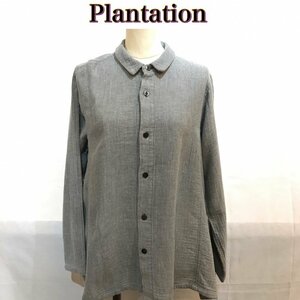 日本製 Ｐｌａｎｔａｔｉｏｎ 綿１００％ サイドスリット プランテーション サイズＭ グレー ジャケット 前ボタン 洋品婦人服/269