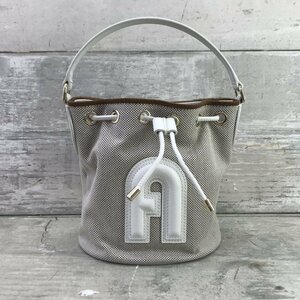 美品 ＦＵＲＬＡ フルラ クリオ バケット ＷＢ００５８８ キャンバス レザー ホワイト ハンドバッグ レディース 鞄/232